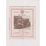 Borough of Thetford Fire Brigade 1923 Souvenir of the 19th Annual Dinner pamphlet, in fair condition