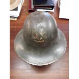 British WWII Zuckerman helmet, officially designated the Civilian Protective Helmet, made by AMC