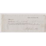 1880 Glasgow Poor Tax printed receipt for a collectors assessment for the necessary Maintenance of