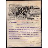 Cycling 1902 The New Rapid Cycle Co An engraved letter headed memorandum to Lloyds Bank, Holburn