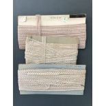 Mixed lot of Antique fine cotton lace trim, nude shades.