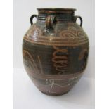 STUDIO POTTERY, an impressive Michael Cardew "Winchcombe Pottery", 14.5" vase with 4 lug handles,