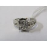 18ct WHITE GOLD DIAMOND CLUSTER RING, Visibly set princess cut diamonds to give the appearance of