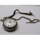 PEAR CASED POCKET WATCH & SILVER ALBERT CHAIN, silver pear cased pocket watch circa 1816 in untested