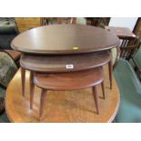 RETRO, set of 3 Ercol pebble shaped graduated occasional tables