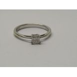 9CT WHITE GOLD PRINCESS CUT DIAMOND SOLITAIRE RING, principal stone measuring 0.25ct