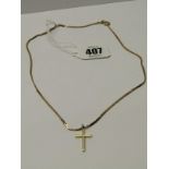 9CT YELLOW GOLD INFINITY STYLE LINK NECKLACE, with cross, approximately 6.3 grms in weight combined