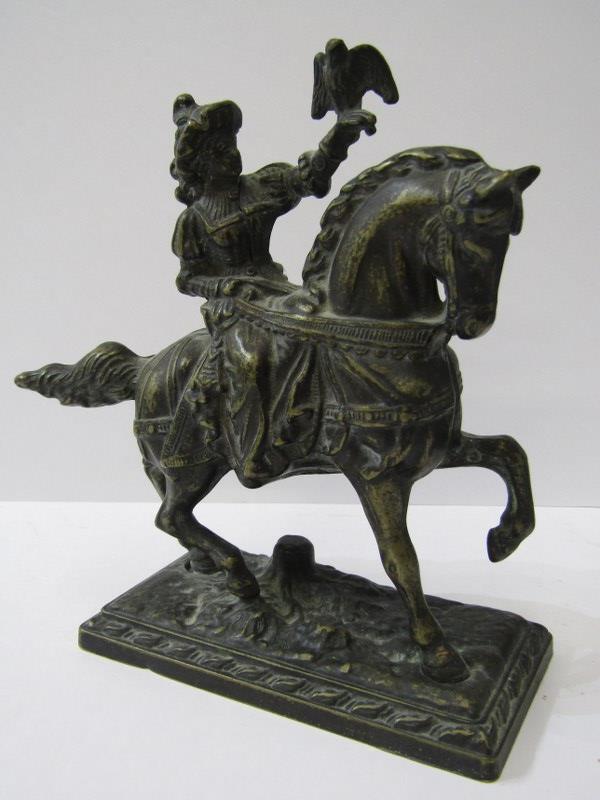 METALWARE, cast brass sculpture "The Falconer", 7.5" height