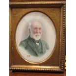 EDWARDIAN PORTRAIT, monogrammed signed watercolour "Portrait of bearded Gentleman", 7.5" x 6"