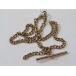 VINTAGE ROSE GOLD 9ct ALBERT CHAIN WITH SWIVEL CLASP AND T-BAR, Weight approx 27.3 grms