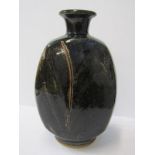 STUDIO POTTERY, John Leach tenmoku glaze 4 sided Exhibition vase, 10" height, impressed "Muchelney"