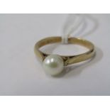 9ct YELLOW GOLD PEARL RING, Solitaire, size Q