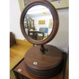 GENTLEMAN'S SHAVING MIRROR, circular framed adjustable support circular base shaving mirror