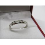 9CT WHITE GOLD CHANNEL SET DIAMOND HALF ETERNITY STYLE RING, size L