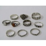 SILVER DRESS RINGS, a selection of 10 silver dress rings, some stone set, various sizes