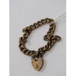 VINTAGE 9ct YELLOW GOLD HOLLOW LINK BRACELET, With padlock clasp, approx 14grms in weight