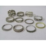 COLLECTION OF SILVER RINGS, 11 In total some stone set, various sizes