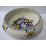 POOLE, "Yellow Flower" pattern 10" compressed shallow bowl, impressed stamp "Carter Stabler Adams