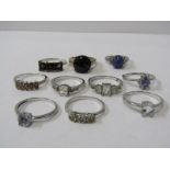 SILVER RINGS, a selection of stone set silver rings, 10 in total