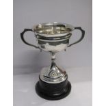 SILVER TWIN HANDLED AVIATION TROPHY CUP, inscribed "Northamptonshire Aero Club Challenge Cup",