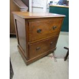 19TH CENTURY SMALL CHEST OF DRAWERS, mahogany twin drawer narrow plinth base chest of drawers,
