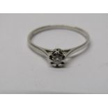 9CT WHITE GOLD DIAMOND SOLITAIRE RING, approximately 0.10ct, size S