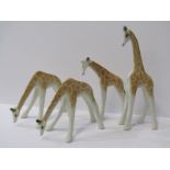 RUSSIAN PORCELAIN ANIMALS, collection of 4 Lomonosov Giraffes, max height 8"