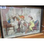 THOMAS ROWLANDSON, hand coloured Regency engraving "The Rivals", 9" x 12.5"