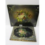 VICTORIAN PAPIER MACHE, 2 table top desk folders, both decorated with ornate floral displays and