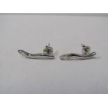 18ct WHITE GOLD & DIAMOND DROP EARRINGS OF ORGANIC FORM