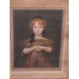 MEZZOTINT PORTRAIT, indistinctly signed and inscribed colour mezzotint "Portrait of a Young Girl",