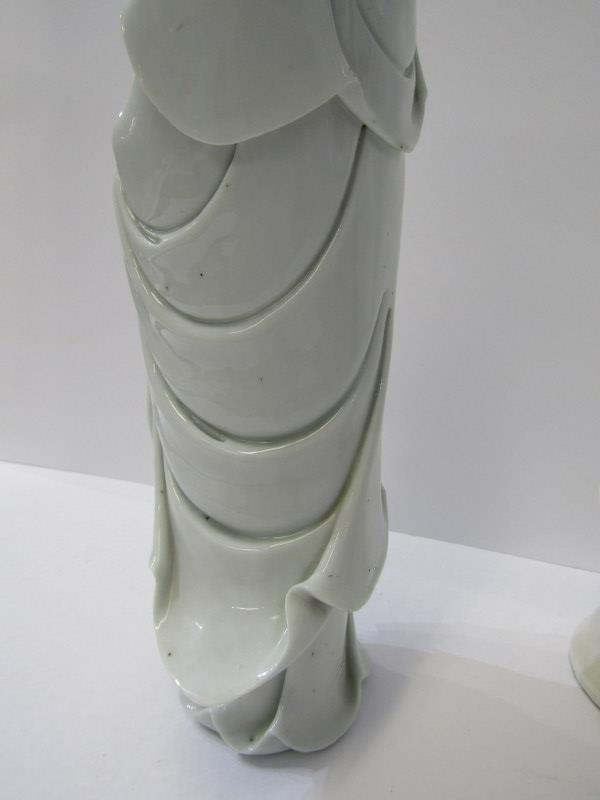 ORIENTAL CERAMICS, blanc de chine figure of Guanyin, 13" height (fingers to one hand missing), - Image 7 of 15