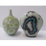 STUDIO POTTERY, Susan Luker signed pebble shaped specimen vase, 5" height, together with art