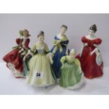 DOULTON LADIES, collection of 5 Doulton figures, including "Elegance HN2264, Adrienne HN2304 and