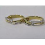 A PAIR OF 18ct YELLOW & WHITE GOLD DIAMOND HINGED HOOPED EARRINGS