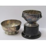 SILVER BOWL & ROSE BOWL, silver stemmed bowl 4.75" (11cm) diameter, Birmingham HM, 1934, also a