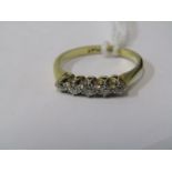 18ct YELLOW GOLD 5 STONE DIAMOND RING, Total diamond weight of approx 0.25ct, size L/M