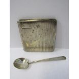 ARTS & CRAFTS SILVER SPOON, by Hukin & Heath, London 1898, also a silver cigarette case with lined