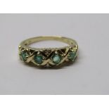 9CT YELLOW GOLD EMERALD & DIAMOND HALF ETERNITY SYTLE RING, size N