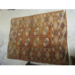 EASTERN RUG, vintage Turcoman Tekke red ground rug, 47" x 35"