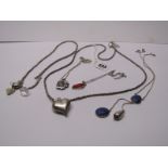 SILVER ITEMS, selection of silver items including chains & pendants