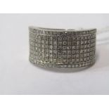 18ct WHITE GOLD DIAMOND CLUSTER BAND RING, cluster totalling 1ct diamonds, size R
