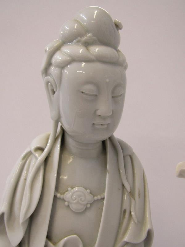 ORIENTAL CERAMICS, blanc de chine figure of Guanyin, 13" height (fingers to one hand missing), - Image 2 of 15