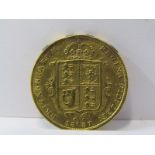 GOLD HALF SOVEREIGN, dated 1887, ex mounted coin