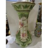 LATE VICTORIAN JARDINIERE STAND, triple section foliate and floral decorated, 28" stand in the style