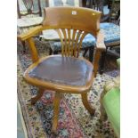 EDWARDIAN OAK SWIVEL TUB OFFICE ARMCHAIR