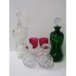 GLASSWARE, pair of cut glass spherical perfume decanters (6" height) and stoppers, 2 Victorian