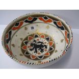 CHARLOTTE RHEAD, signed Crown Ducal 10" bowl "Lion Rampant" pattern (some staining of base)