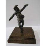 SCULPTURE, plated figure of Dancing Dandy on oak plinth base, 7" height