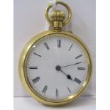 18ct YELLOW GOLD FOB WATCH appears in working condition, total weight 48 grams